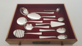 Silver Plated Art Deco Cutlery - 180-piece/12-pax. - Belgium, c. 1940's - Canteen of Walnut veneer
