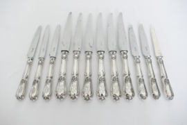 12 Antique French .950 silver knives - 6 Table Knives & 6 Luncheon Knives