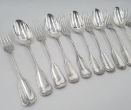 Silver plated dinner place settings - set of 6 - "Filet" -  France, c. 1900