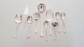 Silver Plated Art Deco Cutlery - 180-piece/12-pax. - Belgium, c. 1940's - Canteen of Walnut veneer