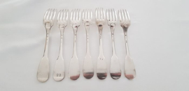 Christofle - 7 silver plated dinner forks - Cluny pattern