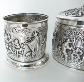 Nostalgic Old-Dutch Silver Plated Tea Caddy and Spoon Vase - H.Hooikaas for Douwe Egberts - the Netherlands, 1960s