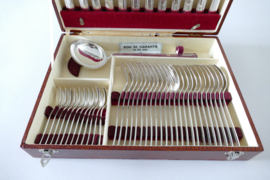 Verzilverde Art Deco bestekcassette - 49-delig/12-persoons - Frankrijk, jaren 1950