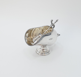 Antique English Silver Plated Sugar Bowl with Scoop – Harrison Fisher Sheffield – 1900-1925