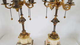 A pair of Napoleon III candelabras in Ormolu, patinated bronze and Onyx - France, 1850-1875