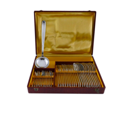 Silver Plated Art Deco Cutlery Canteen - 37-piece/12-pax - Orfevrerie Apollo - France, 1920-1940