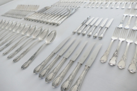 Silver Plated Cutlery Canteen - 84-piece/12-pax. - Louis XV/Rococo-style - Belgium, 1950's