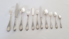 Silver plated cutlery set in Rococo/Louis XV-style - 148-piece/12-pax. - Alpaca 100 - Solingen, Germany