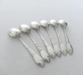 6 Silver Plated Art Nouveau Coffee Spoons  - "Cacao" - Boulenger & Cie, Paris - 1898-1919