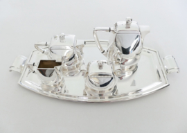 Verzilverd Art Deco Koffie & Theeservies - Orfevrerie Wiskemann, Brussel c. 1945-1955