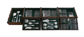 Orfvrerie Wiskemann - Silver Plated Art Deco Cutlery Canteen - 168-piece/12-pax. - Original Oak Cantine - Belgium, 1924-1950