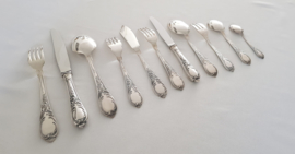 Silver plated cutlery set in Rococo/Louis XV-style - 148-piece/12-pax. - Alpaca 100 - Solingen, Germany