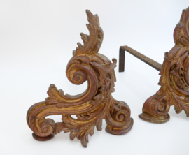 Een paar verguld bronzen vuurbokken - Rococo - 19e eeuw
