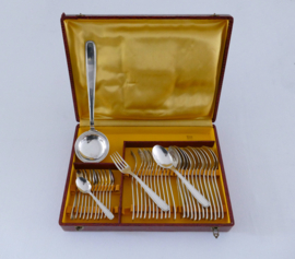 Silver Plated Art Deco Cutlery Canteen - 37-piece/12-pax - Orfevrerie Apollo - France, 1920-1940