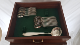 A Silver Plated Art Deco Cutlery Canteen of Mahogeny veneer - 12-pax./122-pieces - Dèlheid Frères, Belgium c. 1938