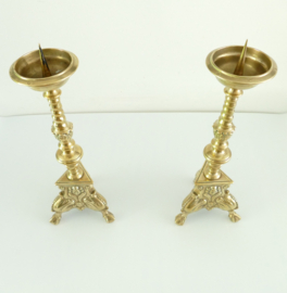 A pair of Ecclesiastical Brass Candlesticks - Low Countries, c. 1900