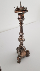 A pair of silver-plated Church candlesticks in Revival style - end of the 19th century