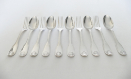 Christofle - Set of 5 silver-plated dinner spoons and dinner forks