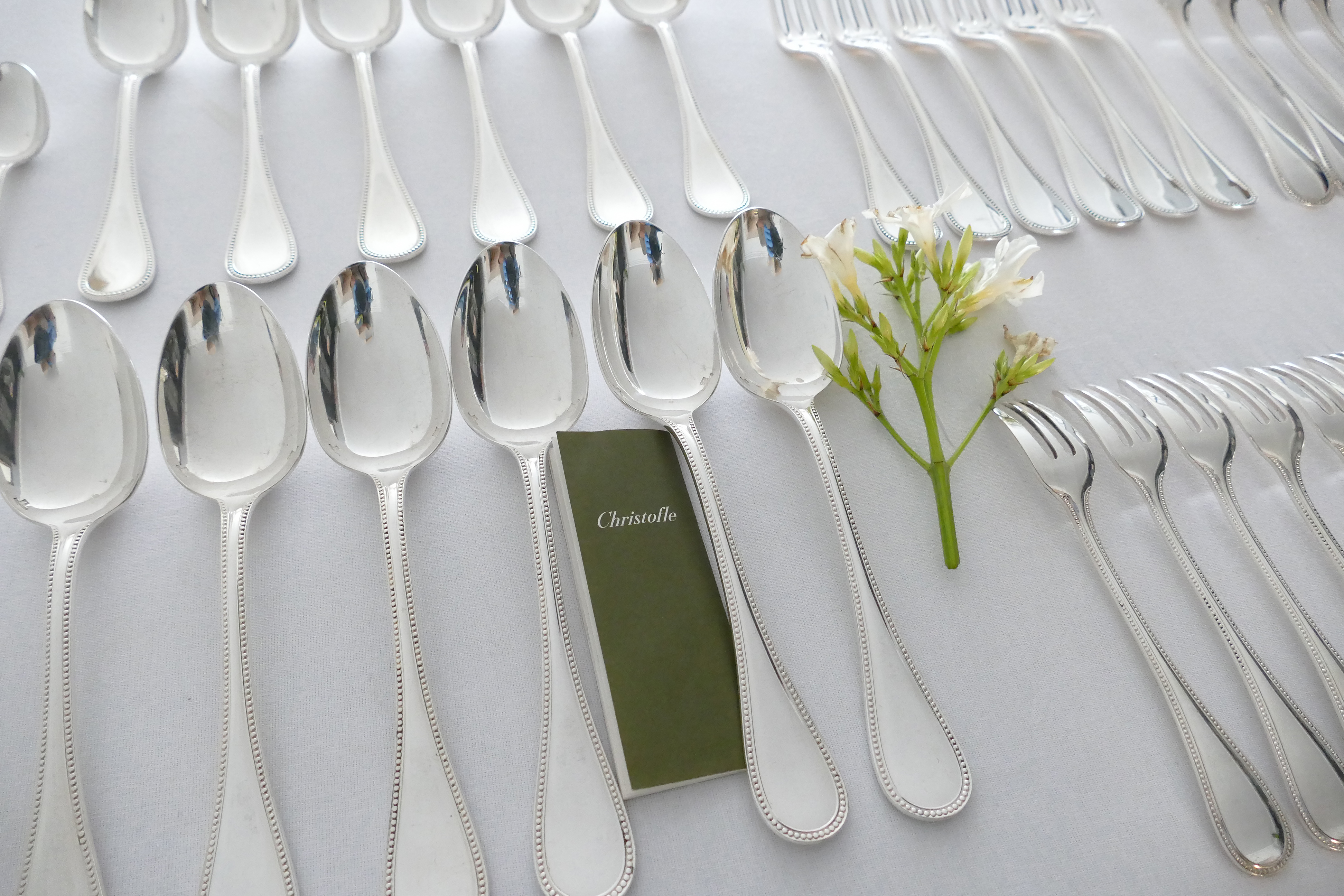 Christofle - Perles - Silver Plated Cutlery Set - 47-piece