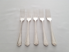 5 silver plated fish forks - classic pattern - Hollandia Plate