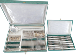 A French Silver Plated Set of Cutlery in Louis XV/Rococo-style - 49-pieces/12-pax. - E.B., France - mid 20th century