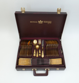 SBS Solingen - Gilded cutlery in Louis XV/Rococo style - 65-piece/12-pax. Germany, 1980's