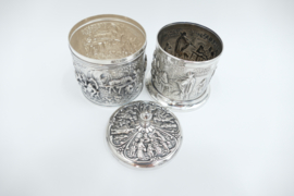 Nostalgic Old-Dutch Silver Plated Tea Caddy and Spoon Vase - H.Hooikaas for Douwe Egberts - the Netherlands, 1960s