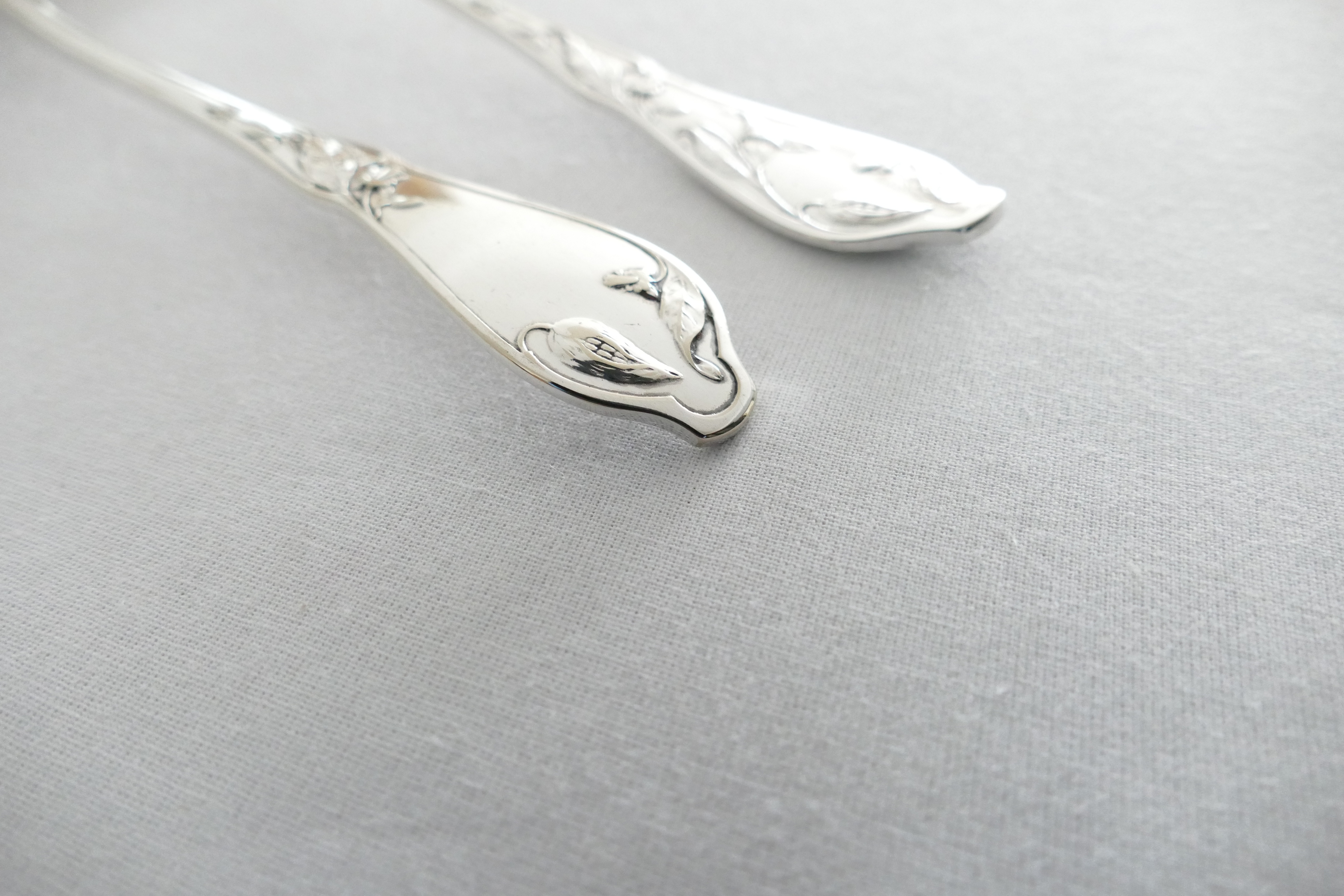 Art Nouveau Silver Plated Salad Servers - "Pavot" - Boulenger & Cie - 1898-1914