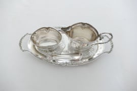 Silver Plated Cream and Sugar Set on tray - Orfevrerie Wiskemann - Belgium, c. 1950