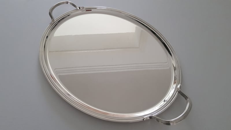CHRISTOFLE Silver Plate - Malmaison Design - Oval Serving Tray