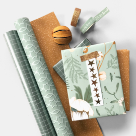 Cadeaupapier - Twinkling star - Petrol/ roest