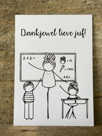 Ansichtkaart - Dankjewel lieve juf!