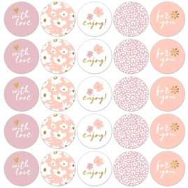 Stickers - Coeurs de Fleurs/ warm - 5 stuks