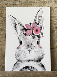 Mini kaart - Bunny roze