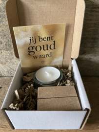 Wensdoosje + kaarsje - Jij bent goud waard