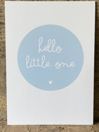 Ansichtkaart -  Hello little one - blauw
