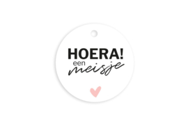 Cadeaulabel - Hoera! Een meisje