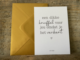 Ansichtkaart - Een dikke knuffel voor jou omdat je het verdient