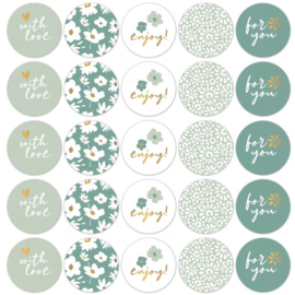 Stickers - Coeurs de Fleurs/cool - 5 stuks