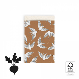 Cadeauzakje - Birds Gold fadded - 5 stuks