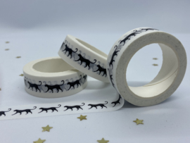 Washi tape - Wit met panters op rij