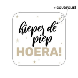 Sticker - hieper de piep HOERA! - 5 stuks