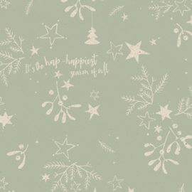 Cadeaupapier - Mistletoe Kisses - Grasspaper/salie