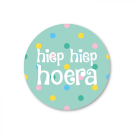 Sticker -  hiep hiep HOERA - 5  stuks