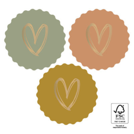 Stickers Multi - Hearts Gold Faded - 9 stuks