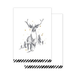 Cadeaukaartje - Reindeer Forest - wit/zwart/goud