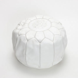 Leather pouf M White x White