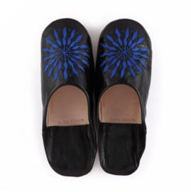 Embroidered babouche Black x Blue