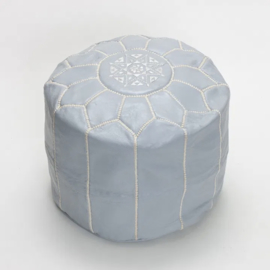 Leather pouf M Gray x White