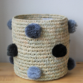 Cylindrical pom pom basket Gray